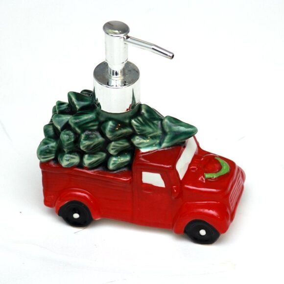 Porcelain Christmas Decorative Soap/Lotion Dispenser Pickup Truck - Picture 1 of 7